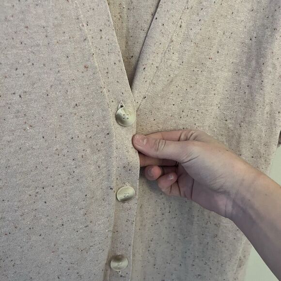 Ann Taylor Pink Oatmeal Cardigan Sweater Long XL Lyocell Classic Casual Comfort - Picture 3 of 8